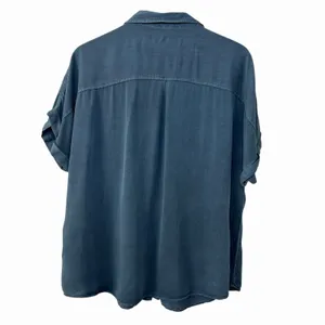 Maurices Blue Utility Top L Short Sleeve Button Front 100% Rayon Relaxed‎ Fit thumbnail 3