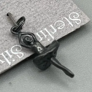 Sterling silver ballerina charm on card thumbnail 5