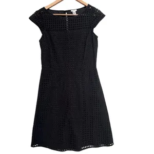 J. Crew Eyelet Dress Black Sleeveless Party Cocktail Dress Size 2 Cap Sleeve‎ thumbnail 2