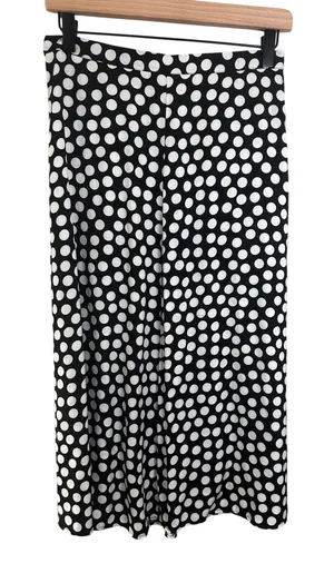 Banana Republic Womens XS Polka Dot Midi Skirt‎ Black White Retro thumbnail 1