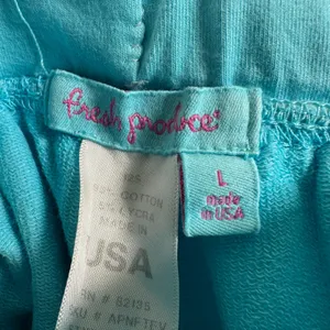 Fresh Produce Womens Turquoise Blue Cropped Sweatpants Elastic Waist USA‎ Large thumbnail 3