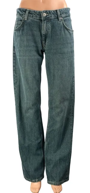 Zara Women's Gray Blue Mid Rise Relaxed Fit Straight Leg Denim Jeans Pants Sz 4 thumbnail 1