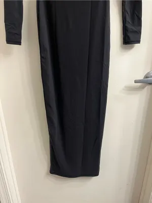 Skims Fits Everybody Crewneck Long Sleeve Maxi Dress Onyx Black Size XS thumbnail 9