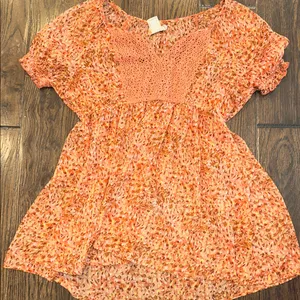 Mudd Peach Floral Blouse vintage size medium sheer babydoll Bella swan Y2K thumbnail 2