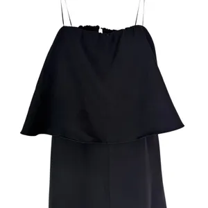 NWT DO+BE Black Strapless Overlay Front Ruffle Wide Leg Jumpsuit Black Size M thumbnail 8