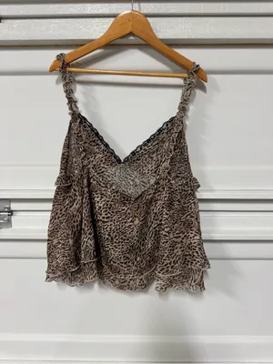 Motel Melinda Frill Cami Top In Chiffon Leopard Large New thumbnail 4