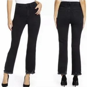 Good American Women's 10/30 Good‎ Curve Straight Leg Jeans Black GCS126T Raw Hem thumbnail 2