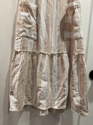 Anthropologie Maeve Tan Tonal Striped Cotton‎ Midi Sundress Size Small thumbnail 4