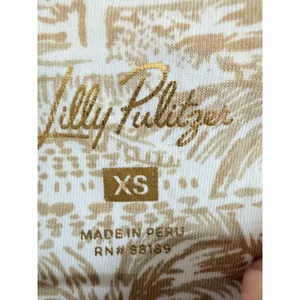 Lilly Pulitzer Dress‎ Women XS Gold White Etta Tropical Pima Cotton Shift V-Neck thumbnail 5