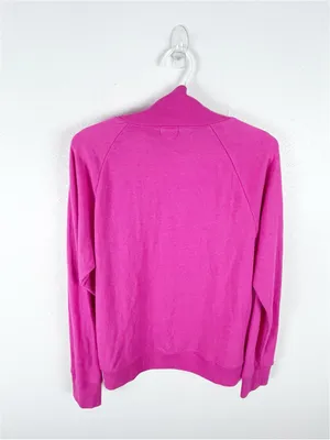 J. CREW Factory Pink Long Sleeves Accent Button Sweater Size Medium Vibrant Boho thumbnail 2