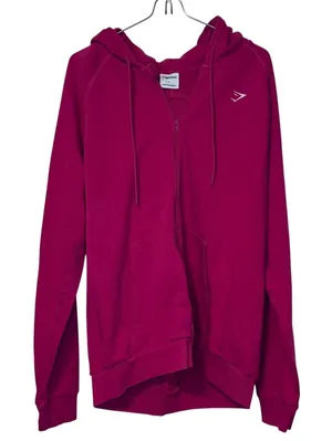 Gymshark Women's Jacket Full‎ Zip Training Hooded Fleece Athletic Gym Red Large thumbnail 1