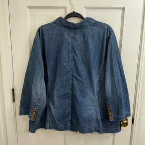Sigrid Olsen Utility Denim Jacket XL Blue 100% Cotton Barn Chore Boho Coat Fall thumbnail 4