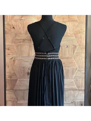 Lulu's Women's Black Beaded Full Length Maxi Dress Size XS thumbnail 5