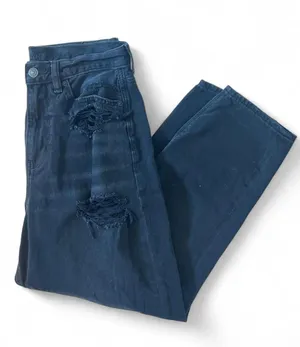 American Eagle Relaxed Mom Jeans Womens Size 6 Short Black Distressed High Rise thumbnail 1