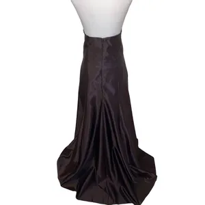 Vintage 90s Jessica McClintock Sweetheart Strapless Satin Gown, Chocolate Brown thumbnail 3
