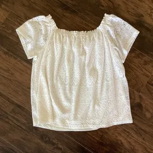 H&M White Lace Off The Shoulder Top thumbnail 1