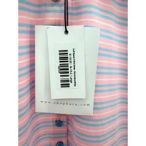 BURU Pastel Striped Puff Sleeve T-Shirt Dress L NWT Preppy Grandmillennial Polo thumbnail 3
