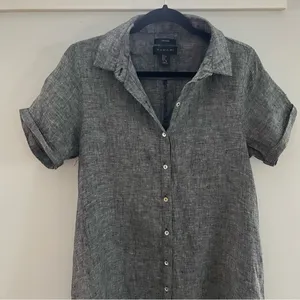 Tahari 100% Linen Dress With Chambray Coloring and convenient side pocket M thumbnail 2