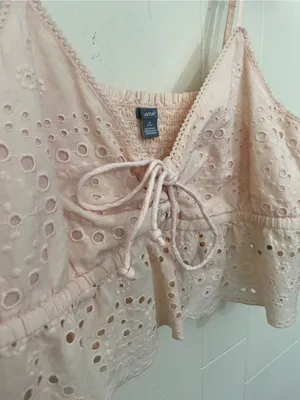 Aerie Eyelet Ruffle Tank Top Size XL Soft Pink Coquette Girl Cottage Feminine thumbnail 4