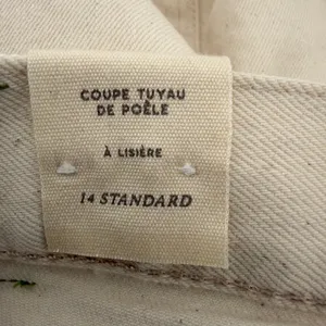 AE77 Stovepipe Selvedge Jeans Women 14 Regular Cream NWT Organic Cotton Straight thumbnail 13