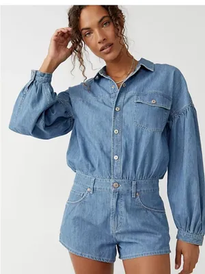 Free People We The Free Zodiac Denim One Piece Romper thumbnail 2
