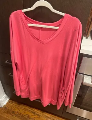 Zenana pink tunic long sleeve shirt women's 1Xl thumbnail 1