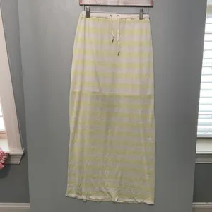Victoria's Secret Women Maxi Skirt Yellow White Striped Drawstring Size XS thumbnail 3