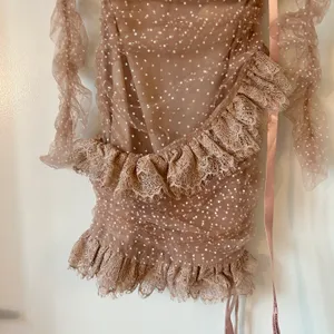 House Of CB Sorrel Blush Lace Frill Mini Dress Size XS NWT thumbnail 9