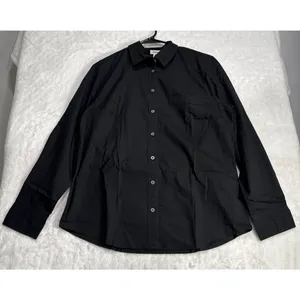 J. Crew Petite Button-Up Cotton Poplin Shirt Long Sleeve Womens L Petite Black thumbnail 6