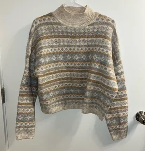 London Kaye Grey Beige Print Sweater thumbnail 1