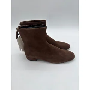 Mango Chocolate Brown Supple Bovine Suede Leather Round Toe Ankle Boots 8.5 thumbnail 3