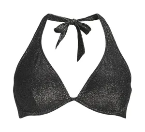 No Boundaries Womens Bikini Top Size M Black Underwire Lurex Halter Glam Beach thumbnail 1
