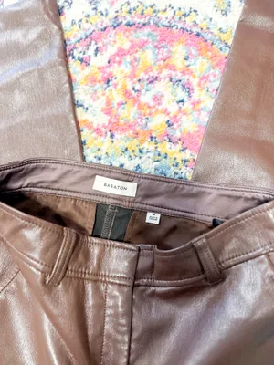 Aritzia Babaton Command vegan leather pants in coffee bean thumbnail 10