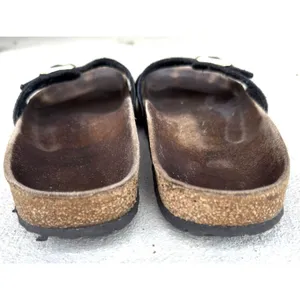 ⁠Birkenstock Madrid Black Metallic Python Snake Sandals Sz 38 Gold Buckle thumbnail 9
