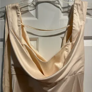 Here Comes The Sun satin maxi slip dress cowl neck sz S new NWT cream thumbnail 2