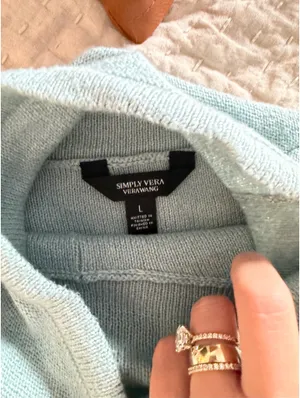 Simply Vera, Vera Wang Light blue cowl neck sweater thumbnail 5