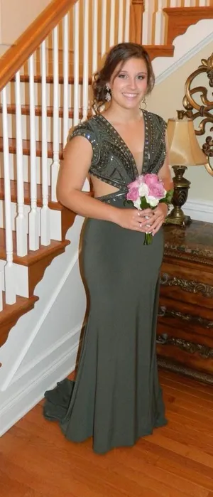 Green Embellished Mac Duggal Gown thumbnail 1