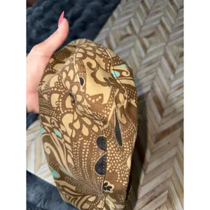 Vtg 2006‎ GAP Hobo Bag Brown Teal Floral Print Canvas Leather Trim Shoulder Bag thumbnail 12