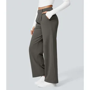 Halara High Waist Straight Leg Work Pants Stretch Comfort Deep Red Grey S Reg thumbnail 3