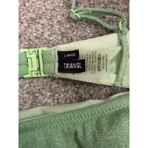 Triangl Mica Sparkle Lime Green Bikini Top, sz large thumbnail 3