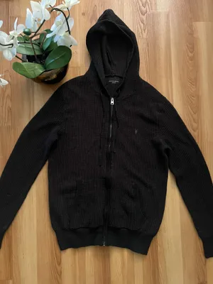 BRAND NEW! All Saints Knit Hooded Zip Sweater thumbnail 1
