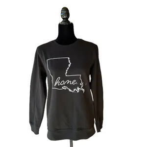 Home Free Womens Sweatshirt Size Small 4 6 Louisiana Outline Black Fleece‎ NEW thumbnail 3