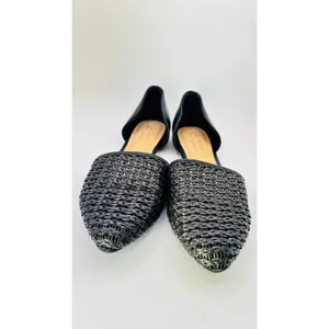 Lauren Conrad Calcite black weave D’Orsay pointy flats womens sz 9.5 thumbnail 5