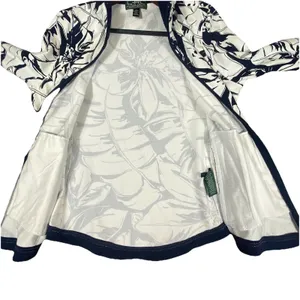 Lauren Ralph Lauren Full Zip Knit‎ Jacket Large Women Palm Print Country Club thumbnail 10