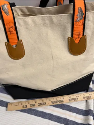 Guy Harvey Canvas Tote Bag NWT Bass Fish Embroidered Straps Beach Travel Shopper thumbnail 4