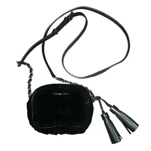 MICHAEL Michael Kors Jet Set Travel Small‎ Chain Shearling Crossbody Black Purse thumbnail 1