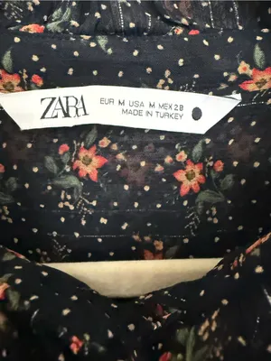 Zara Black Floral Ruffled Long-Sleeve dress Size Medium thumbnail 3