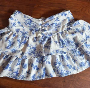 Blue and white floral skirt thumbnail 1