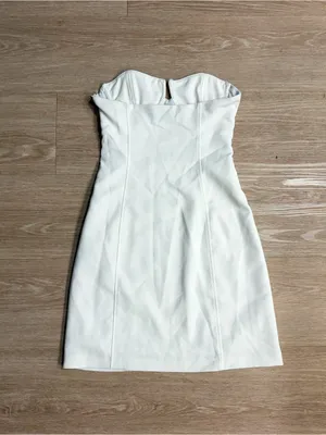 Zara White Strapless Sequin Dress thumbnail 4
