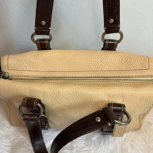 COACH Chelsea Beige and Brown Pebbled Leather Shoulder Bag thumbnail 4